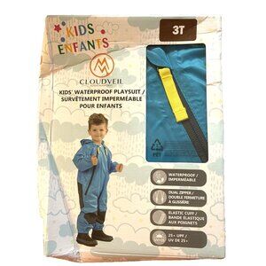 Cloudveil Kids’ Blue Waterproof Hooded Playsuit Boys Unisex Toddler Size 3T NIB
